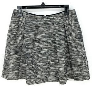 Madewell Skirt Womens 6 Black White Cotton Blend Pleated Mini Pockets Lined Zip